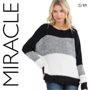 MIRACLE COLOR BLOCK SOFT SWEATER NEW WITH TAG FITS Small Thru XLarge